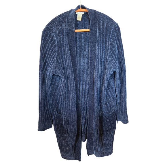 Matty M Chenille Knit Long Cardigan Sz XXL Midnight Blue - Picture 1 of 7